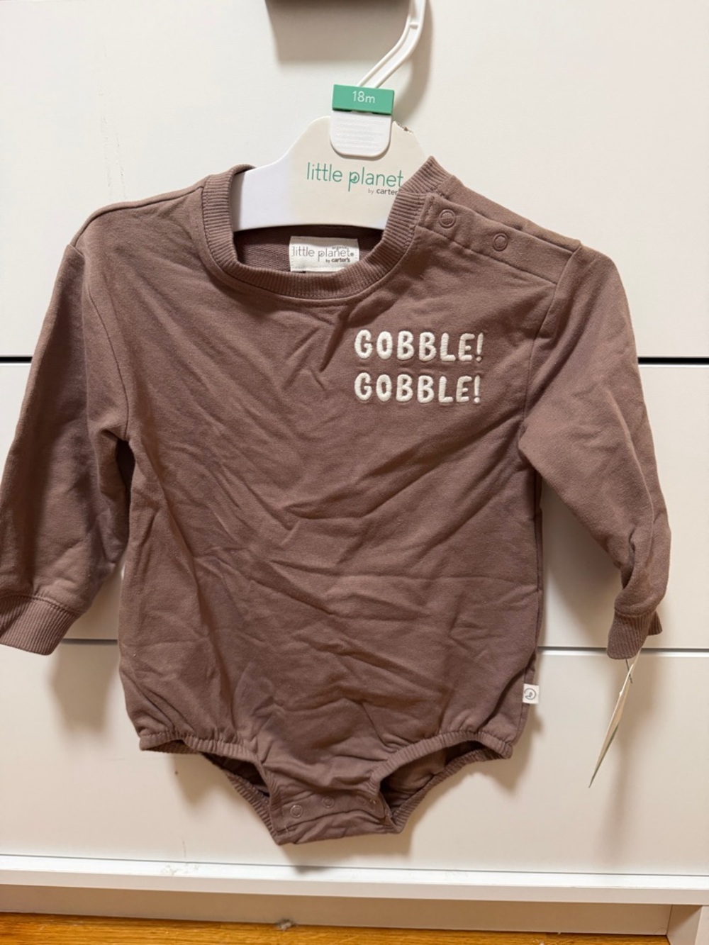 Carter's Brown Long-Sleeve 'Gobble! Gobble!' One-Piece